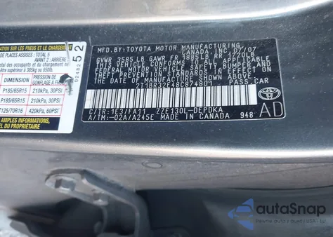 2008 Toyota Corolla Ce from USA, damaged, VIN 2T1BR32E48C874801